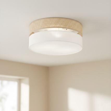 Lámpara de techo SIRJA DOUBLE BOHO 2xE14/15W/230V Ø 35 cm beige/blanco