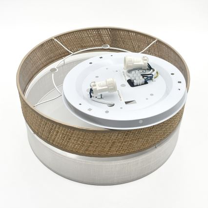 Lámpara de techo SIRJA DOUBLE BOHO 2xE14/15W/230V Ø 35 cm beige/blanco