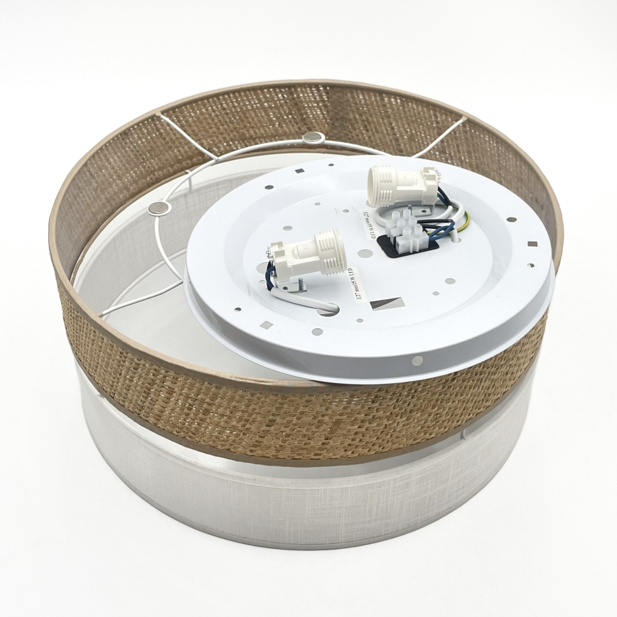 Lámpara de techo SIRJA DOUBLE BOHO 2xE14/15W/230V Ø 35 cm beige/blanco