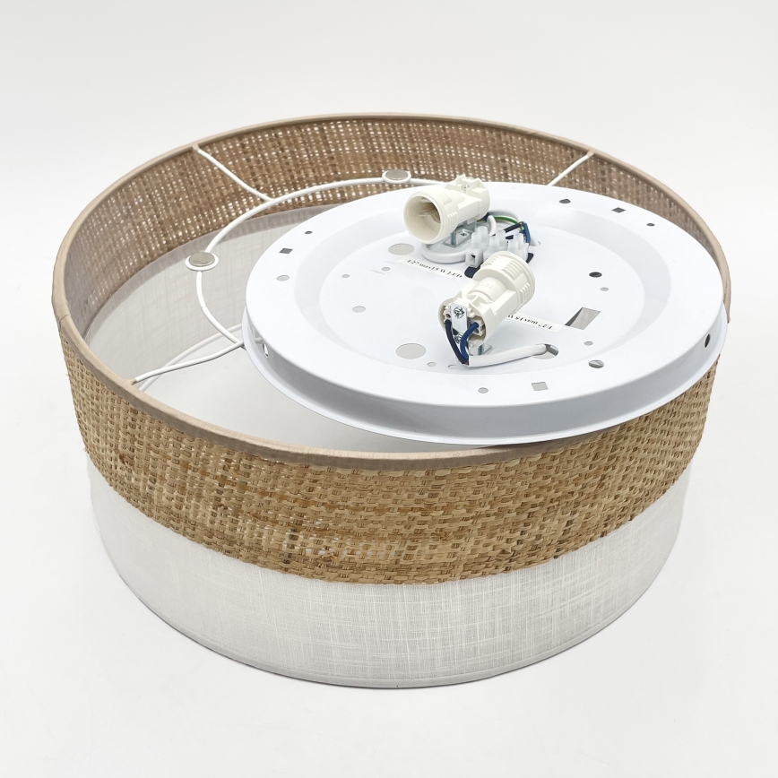 Lámpara de techo SIRJA DOUBLE BOHO 2xE14/15W/230V Ø 35 cm beige/blanco