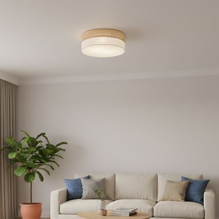 Lámpara de techo SIRJA DOUBLE BOHO 2xE14/15W/230V Ø 35 cm beige/crema