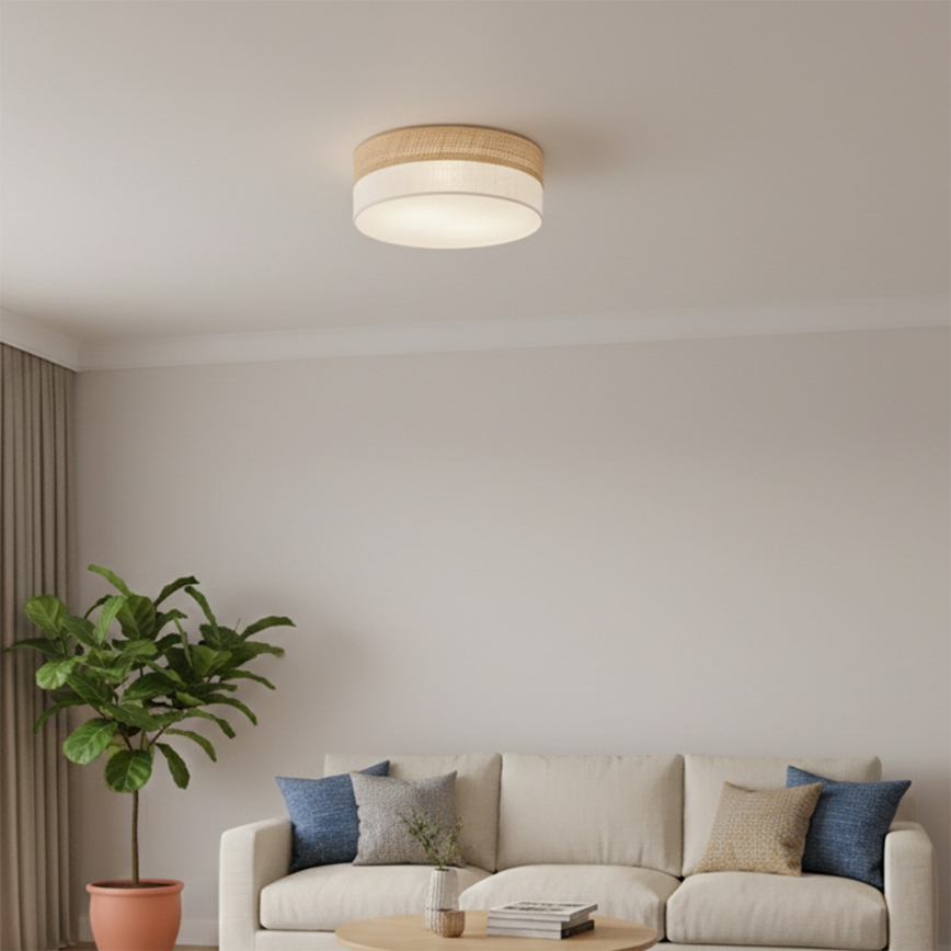 Lámpara de techo SIRJA DOUBLE BOHO 2xE14/15W/230V Ø 35 cm beige/crema