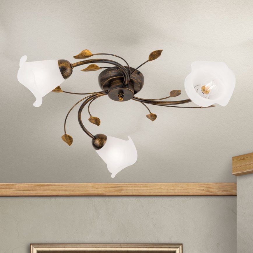 Lámpara de techo SISI 3xE14/40W/230V diá. 60 cm bronce/pátina