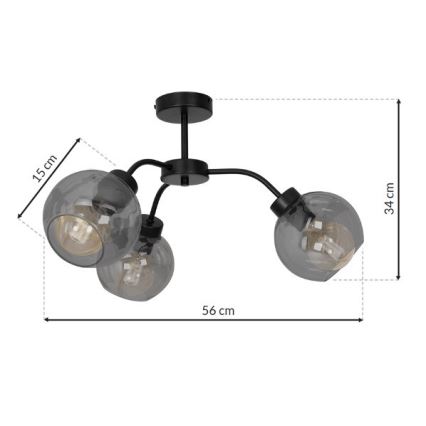 Lámpara de techo SOFIA 3xE27/60W/230V negro