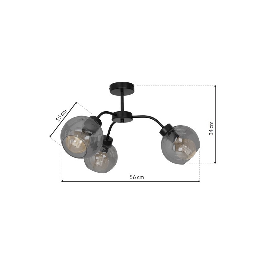 Lámpara de techo SOFIA 3xE27/60W/230V negro