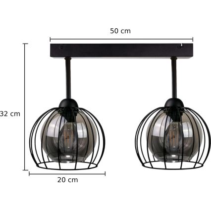 Lámpara de techo SOLO BLACK 2xE27/60W/230V