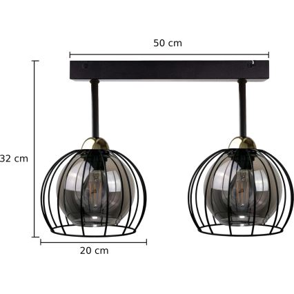 Lámpara de techo SOLO BLACK 2xE27/60W/230V negro/dorado