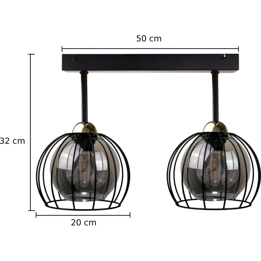 Lámpara de techo SOLO BLACK 2xE27/60W/230V negro/dorado