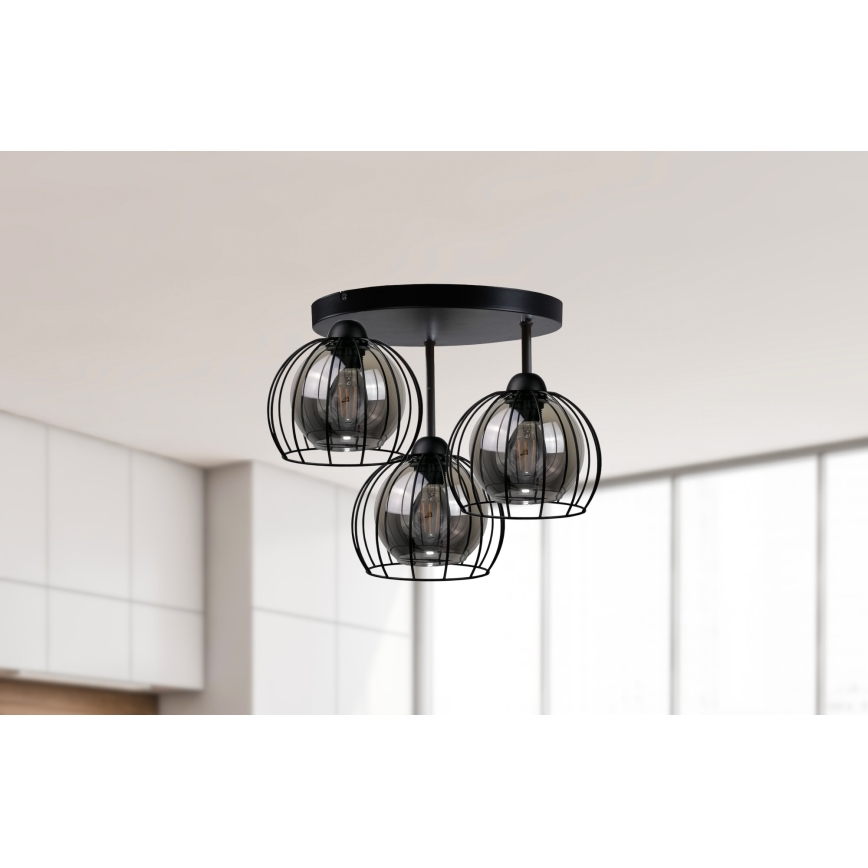Lámpara de techo SOLO BLACK 3xE27/60W/230V diá. 30 cm