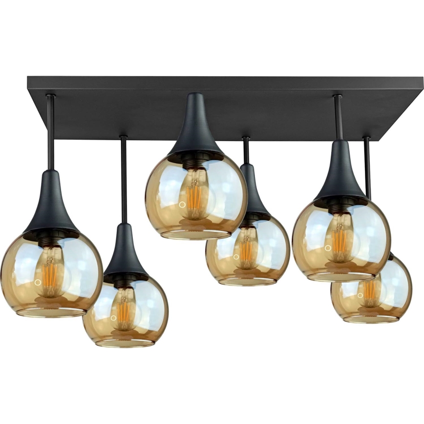Lámpara de techo SOMA 6xE27/60W/230V negro/beige ahumado
