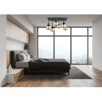 Lámpara de techo SOMA 6xE27/60W/230V negro/beige ahumado