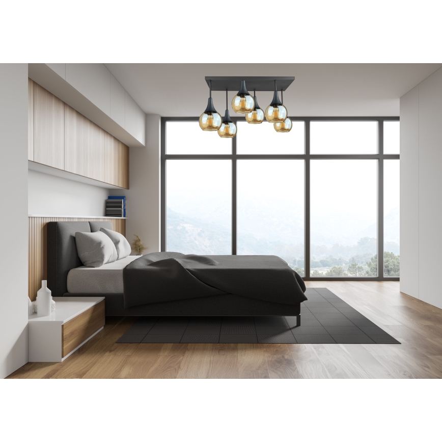Lámpara de techo SOMA 6xE27/60W/230V negro/beige ahumado