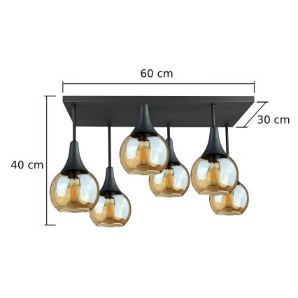Lámpara de techo SOMA 6xE27/60W/230V negro/beige ahumado