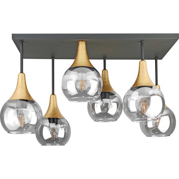 Lámpara de techo SOMA 6xE27/60W/230V negro/dorado/transparente