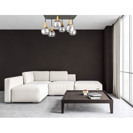 Lámpara de techo SOMA 6xE27/60W/230V negro/dorado/transparente