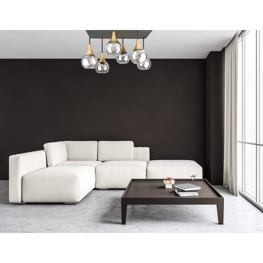 Lámpara de techo SOMA 6xE27/60W/230V negro/dorado/transparente