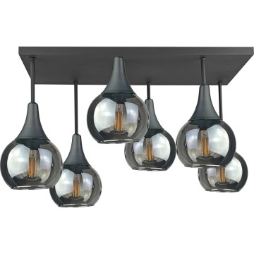 Lámpara de techo SOMA 6xE27/60W/230V negro/negro ahumado