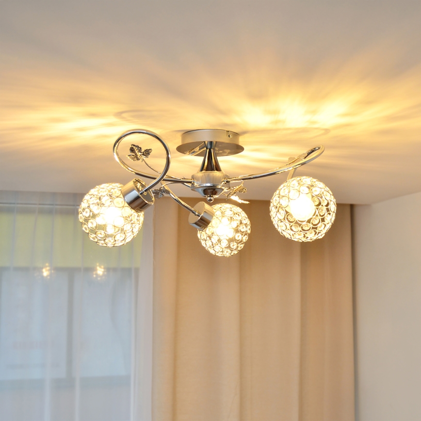 Lámpara de techo SOPHIA 3xE27/15W/230V cromo brillante/transparente