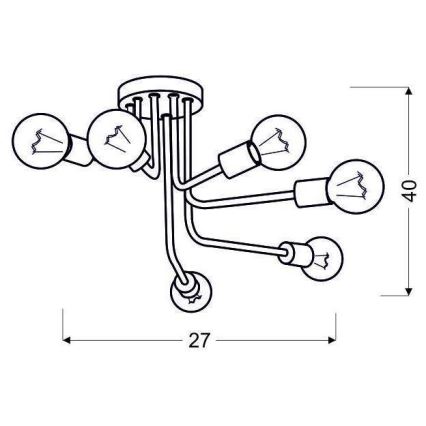Lámpara de techo SPILL 6xE27/60W/230V