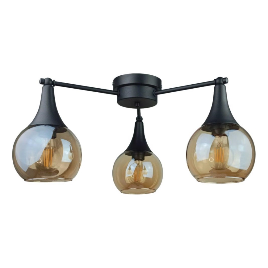Lámpara de techo STAR 3xE27/60W/230V negro/ahumado beige