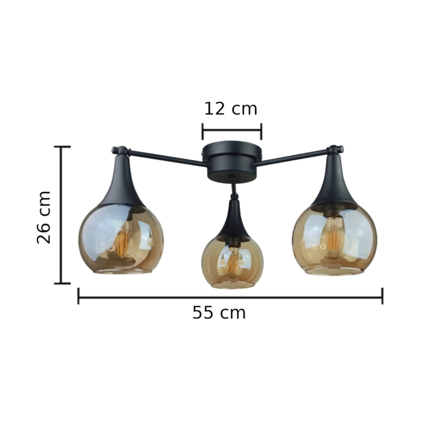 Lámpara de techo STAR 3xE27/60W/230V negro/ahumado beige