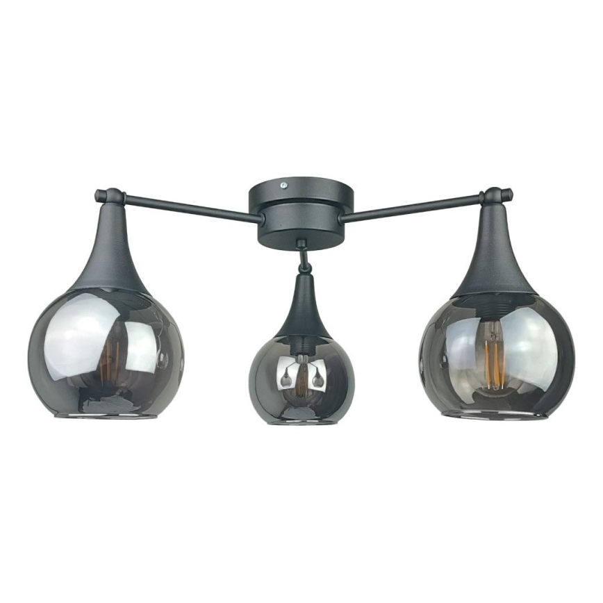 Lámpara de techo STAR 3xE27/60W/230V negro/negro ahumado