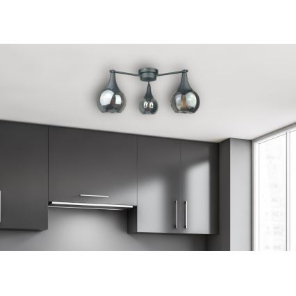 Lámpara de techo STAR 3xE27/60W/230V negro/negro ahumado