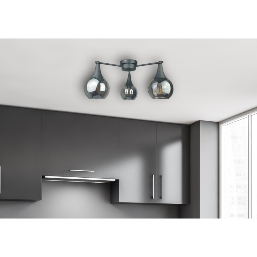 Lámpara de techo STAR 3xE27/60W/230V negro/negro ahumado