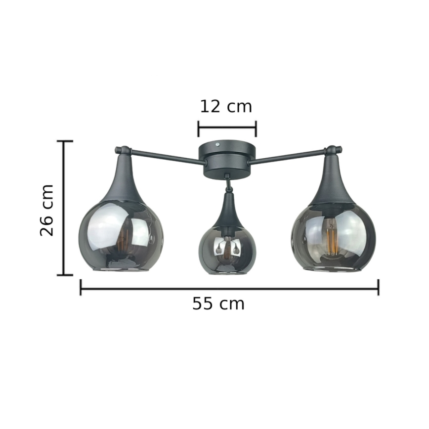 Lámpara de techo STAR 3xE27/60W/230V negro/negro ahumado