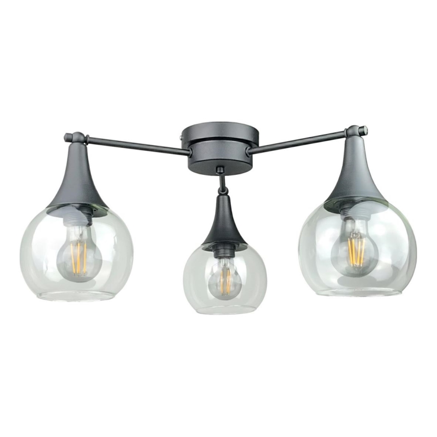 Lámpara de techo STAR 3xE27/60W/230V negro/transparente