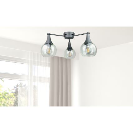 Lámpara de techo STAR 3xE27/60W/230V negro/transparente
