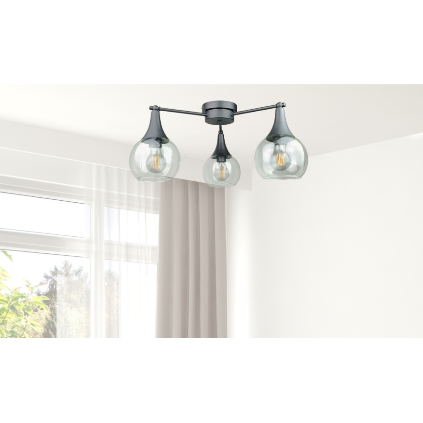 Lámpara de techo STAR 3xE27/60W/230V negro/transparente