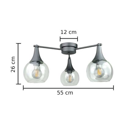 Lámpara de techo STAR 3xE27/60W/230V negro/transparente