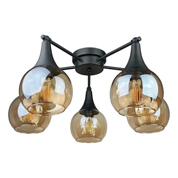 Lámpara de techo STAR 5xE27/60W/230V negro/beige ahumado