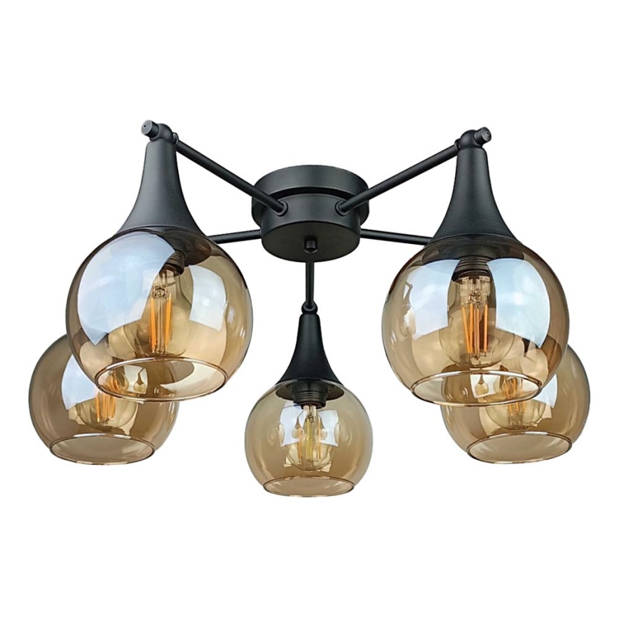 Lámpara de techo STAR 5xE27/60W/230V negro/beige ahumado