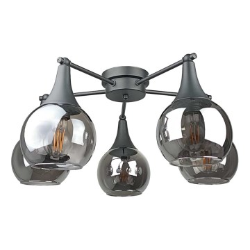 Lámpara de techo STAR 5xE27/60W/230V negro/negro ahumado