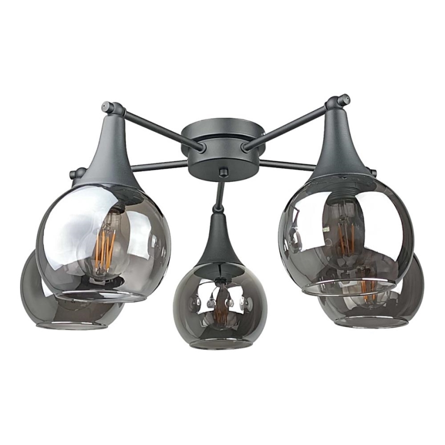 Lámpara de techo STAR 5xE27/60W/230V negro/negro ahumado