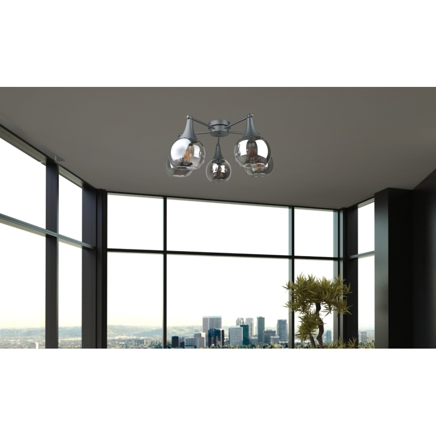 Lámpara de techo STAR 5xE27/60W/230V negro/negro ahumado