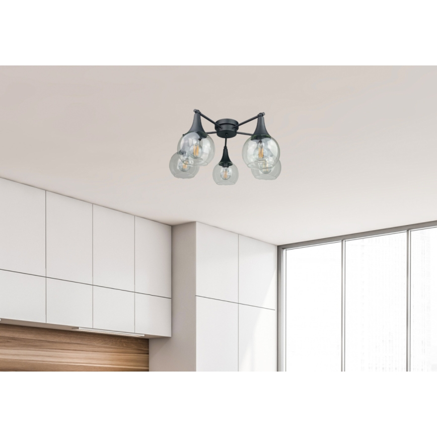 Lámpara de techo STAR 5xE27/60W/230V negro/transparente