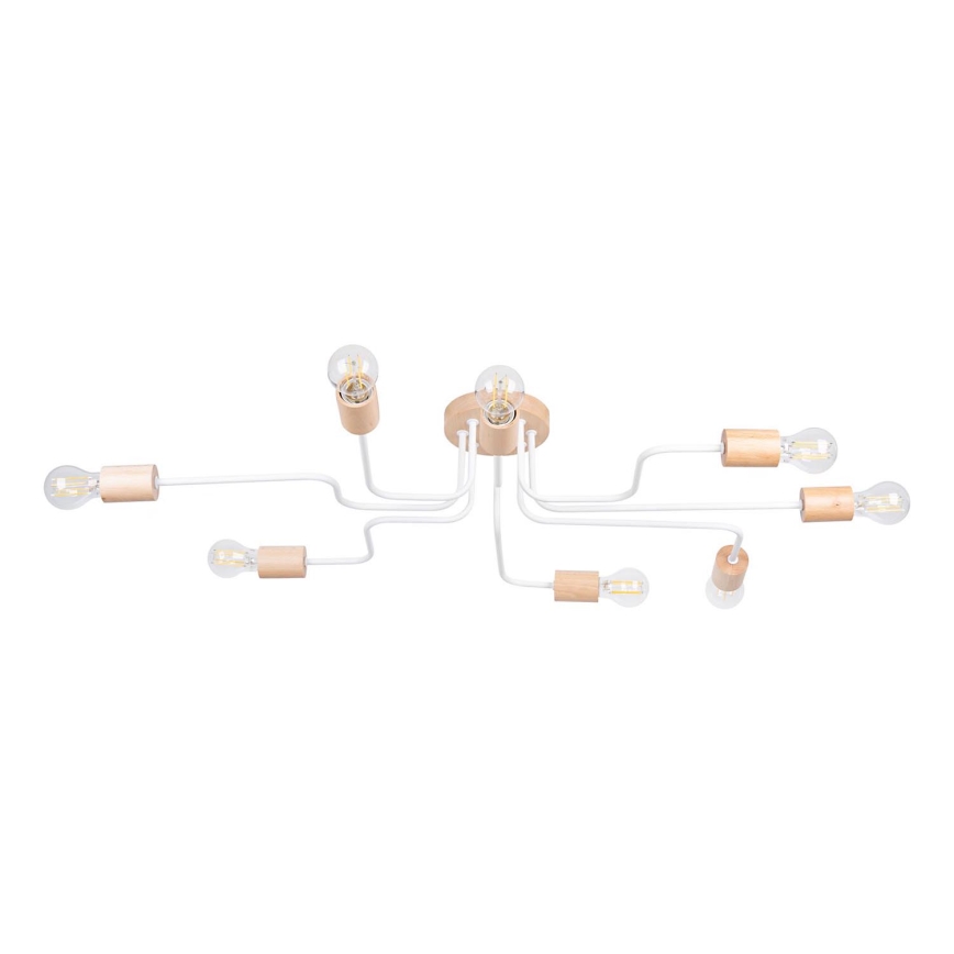 Lámpara de techo TIMBO 8xE27/15W/230V blanco/beige/haya