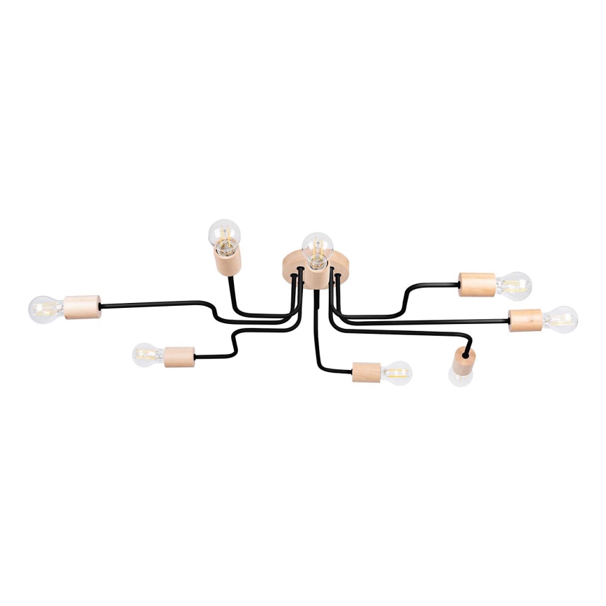 Lámpara de techo TIMBO 8xE27/15W/230V negro/beige/haya