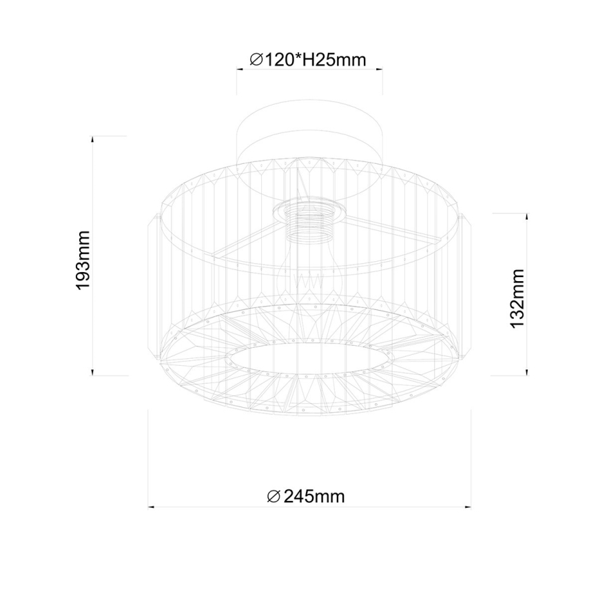 Lámpara de techo VETRO, 1x E27/15 W/230 V, diámetro 24,5 cm, acabado dorado