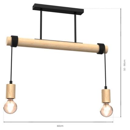 Lámpara de techo VIGA 2xE27/60W/230V madera