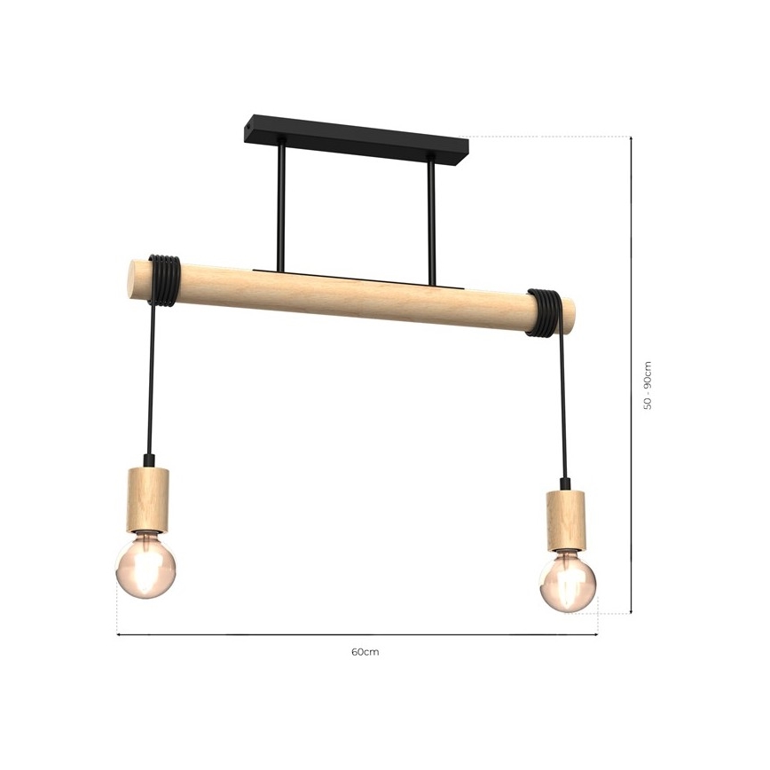 Lámpara de techo VIGA 2xE27/60W/230V madera
