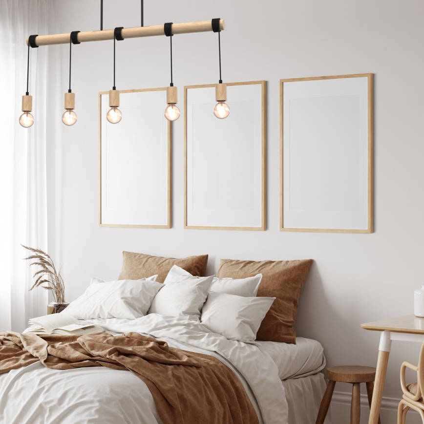 Lámpara de techo VIGA 5xE27/60W/230V madera