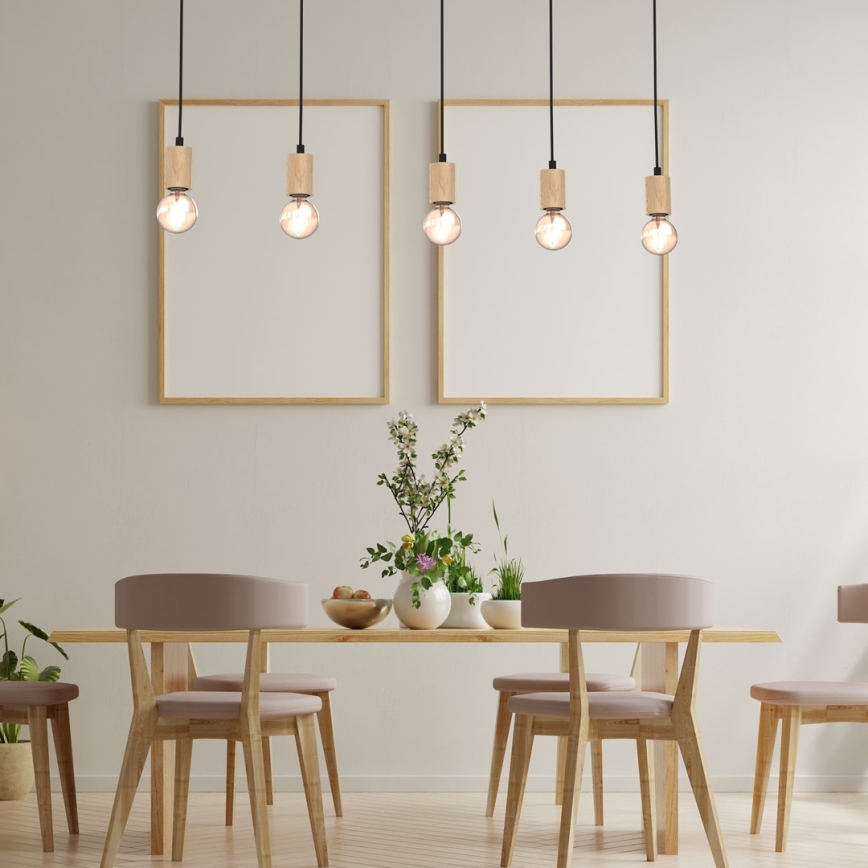 Lámpara de techo VIGA 5xE27/60W/230V madera