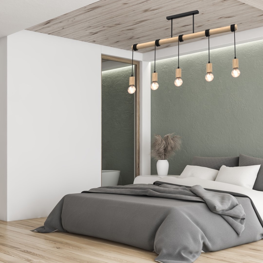 Lámpara de techo VIGA 5xE27/60W/230V madera