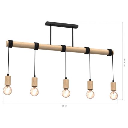 Lámpara de techo VIGA 5xE27/60W/230V madera
