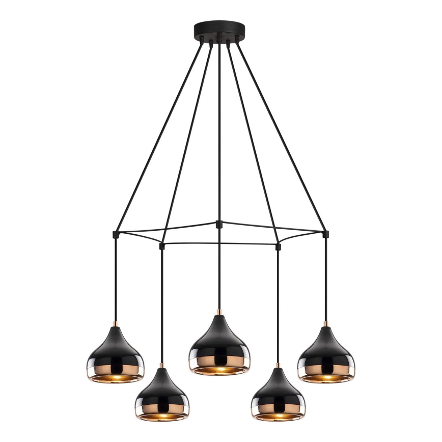 Lámpara de techo YILDO 5xE27/40W/230V negra/cobre