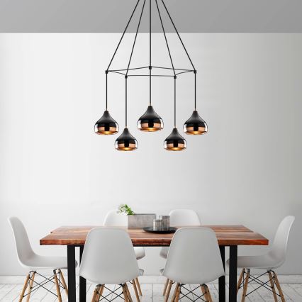 Lámpara de techo YILDO 5xE27/40W/230V negra/cobre